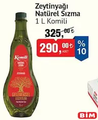 KOMİLİ ZEYTİNYAĞI NATÜREL SIZMA 1 L fiyat ve kampanya bilgisi